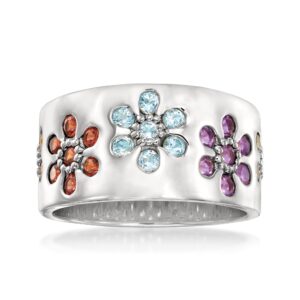 Ross-Simons 1.20 ct. t.w. Multi-Gem Flower Ring in Sterling Silver. Size 6