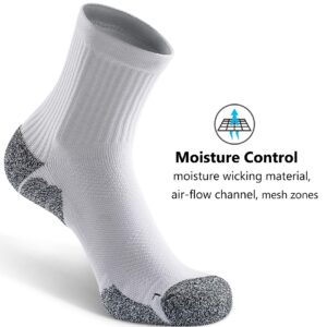 CWVLC Unisex Cushioned Compression Sport Quarter Socks, 4-pairs White, XL