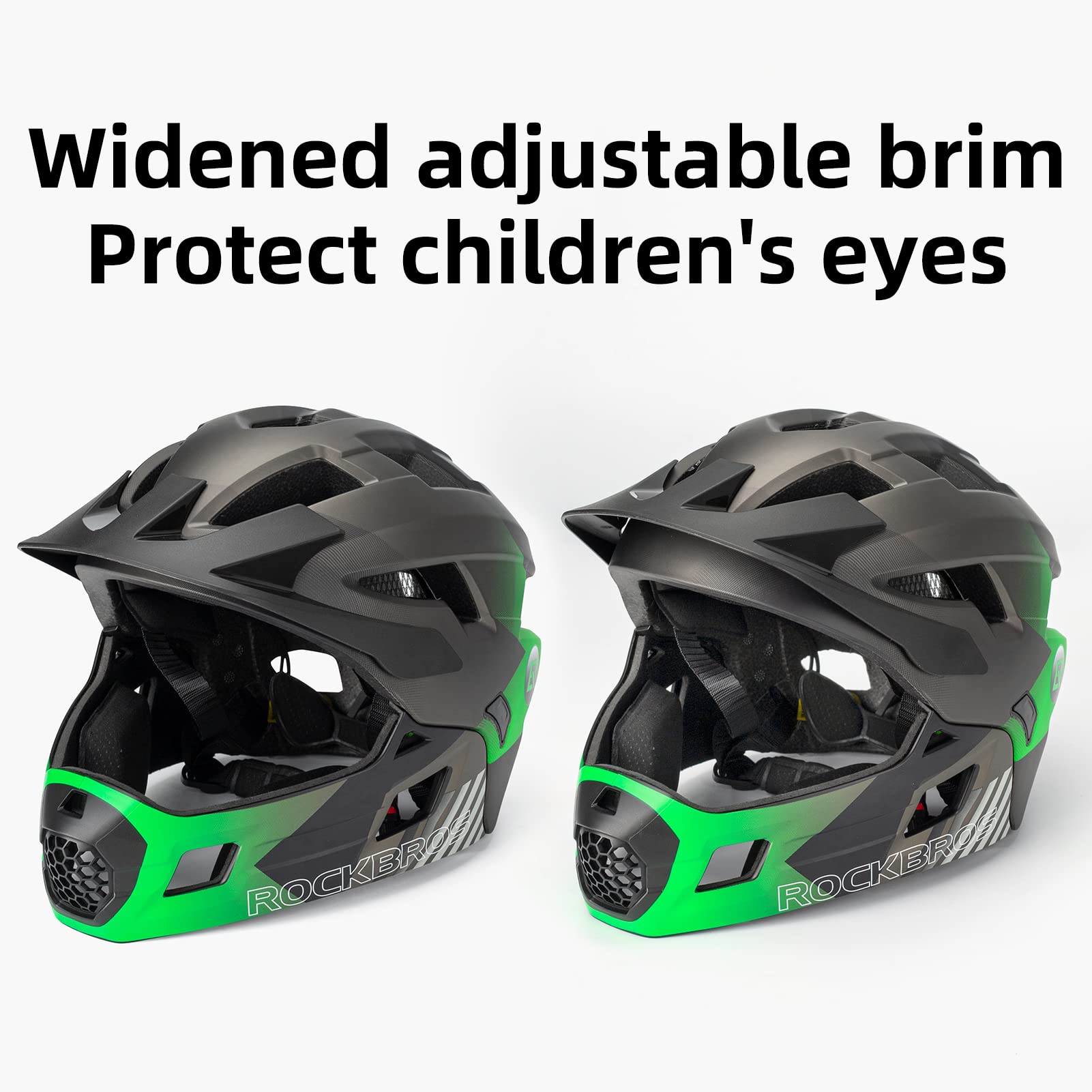 ROCKBROS Kids Bike Helmet Adjustable Detachable Full Face Bike Helmet for Children Bicycle, Skateboard, Scooter, Protective Gear