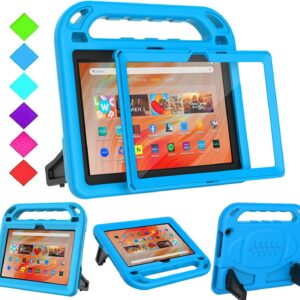 BMOUO Kids Case for Fire HD 10 Tablet (13th/11th Generation, 2023/2021) with Screen Protector, Shockproof Case for Amazon Fire HD 10 Tablet - Blue