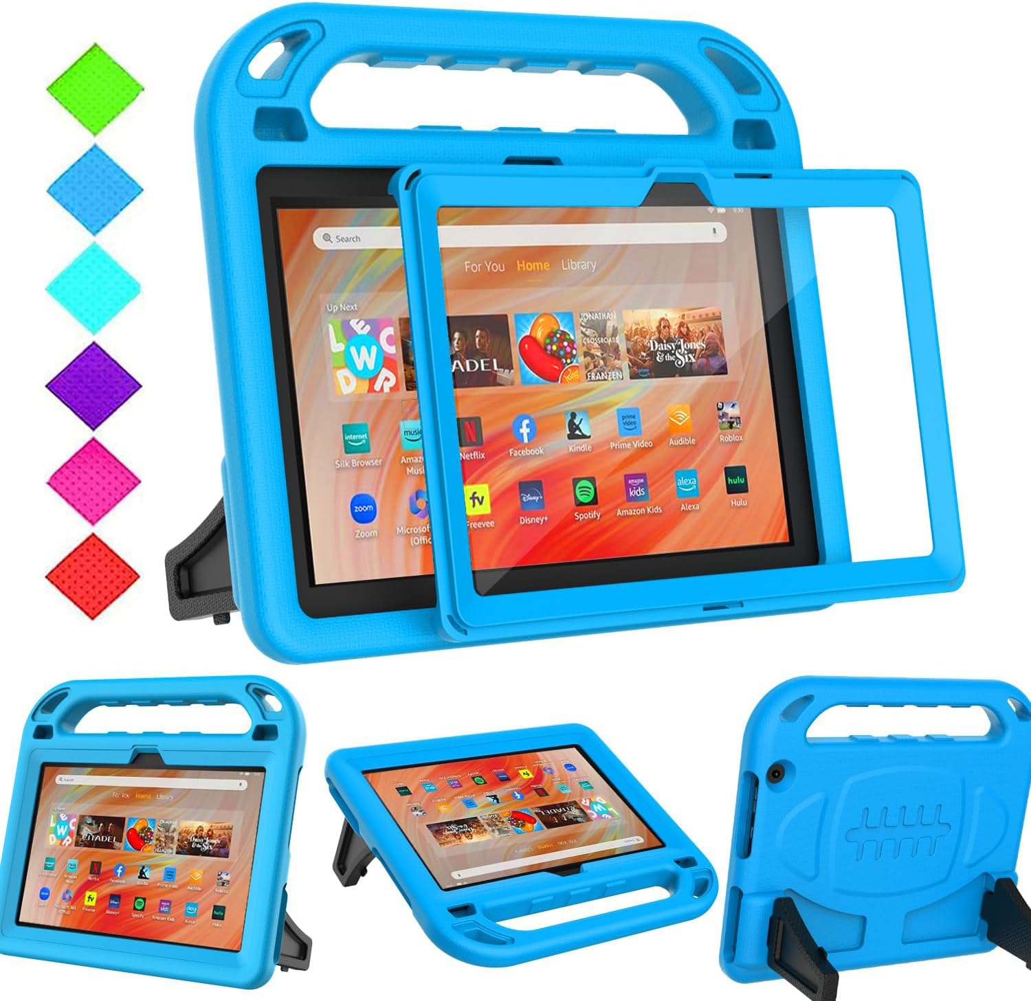 BMOUO Kids Case for Fire HD 10 Tablet (13th/11th Generation, 2023/2021) with Screen Protector, Shockproof Case for Amazon Fire HD 10 Tablet - Blue