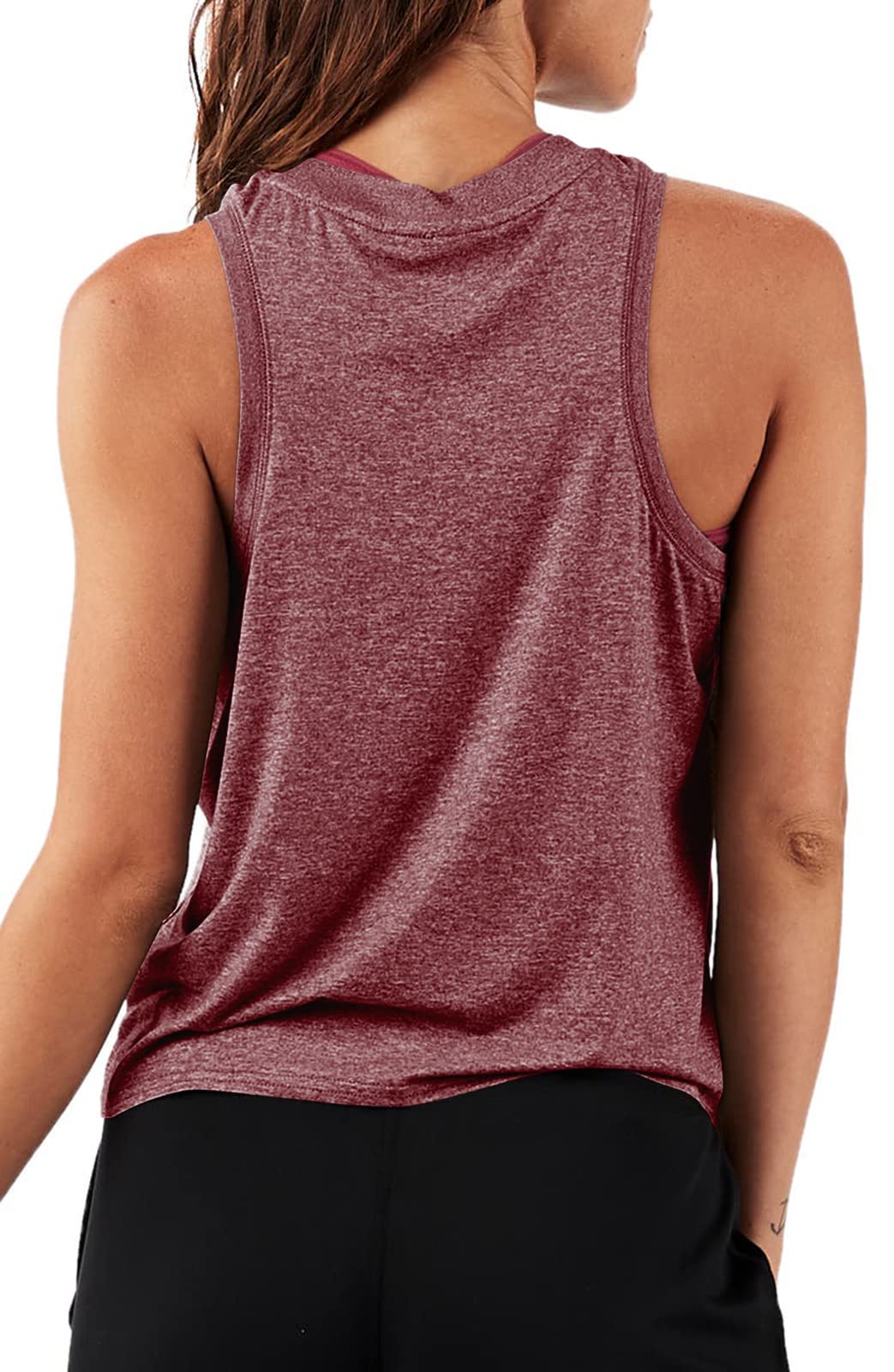 LASLULU Womens Sleeveless Tank Tops Workout Yoga Tops Halter Neck Crop Tops Loose Athletic Sport Shirts Muscle Tank Casual Crop Tops for Teen Girls(Burgundy Medium)