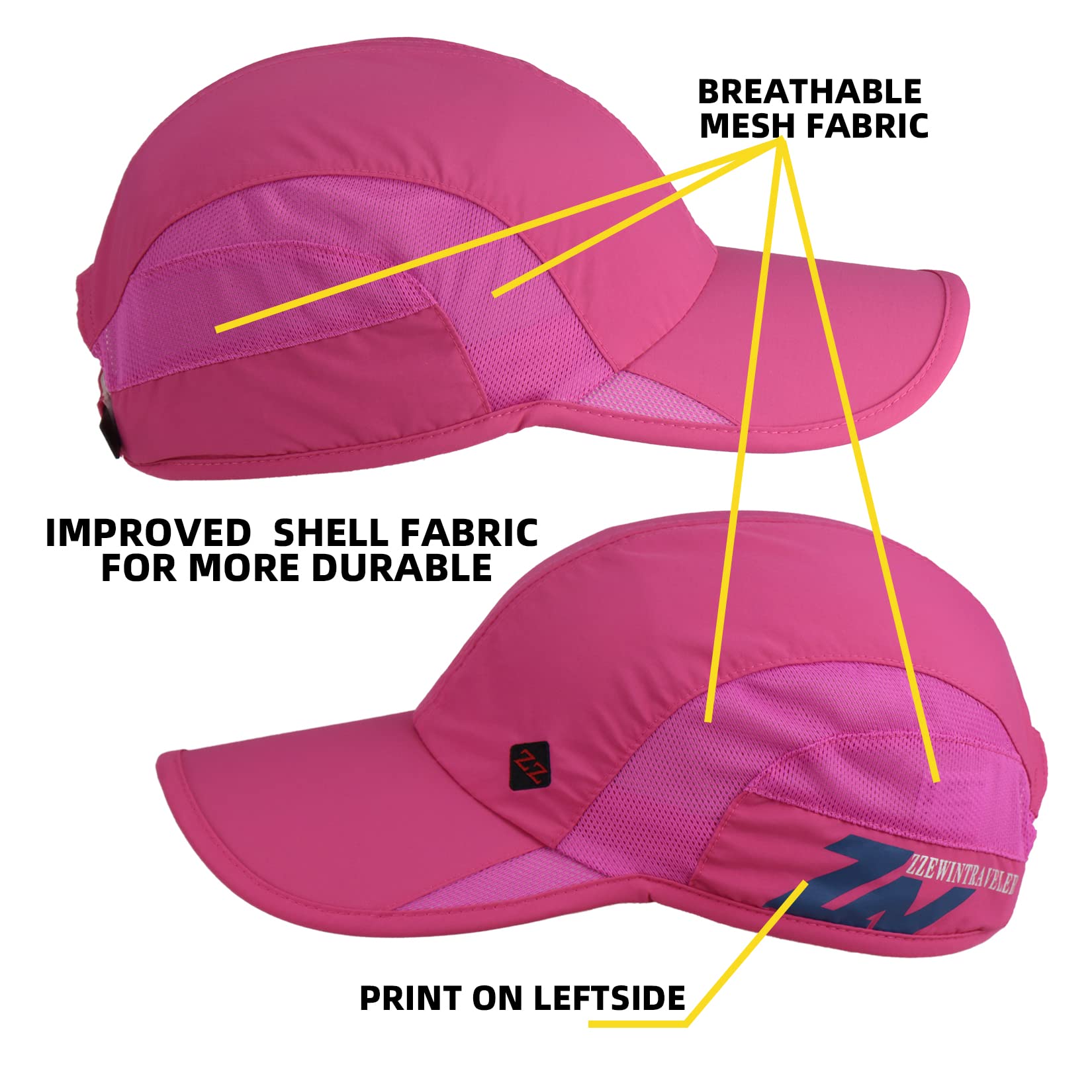 ZZEWINTRAVELER Quick Dry Sports Cap Lightweight Breathable Soft Adjustable Unstructured Hat Unisex (Plum Purple-B)