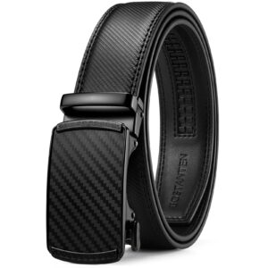 bostanten mens belt leather ratchet belt for men dress and casual with adjustable buckle, trim to fit