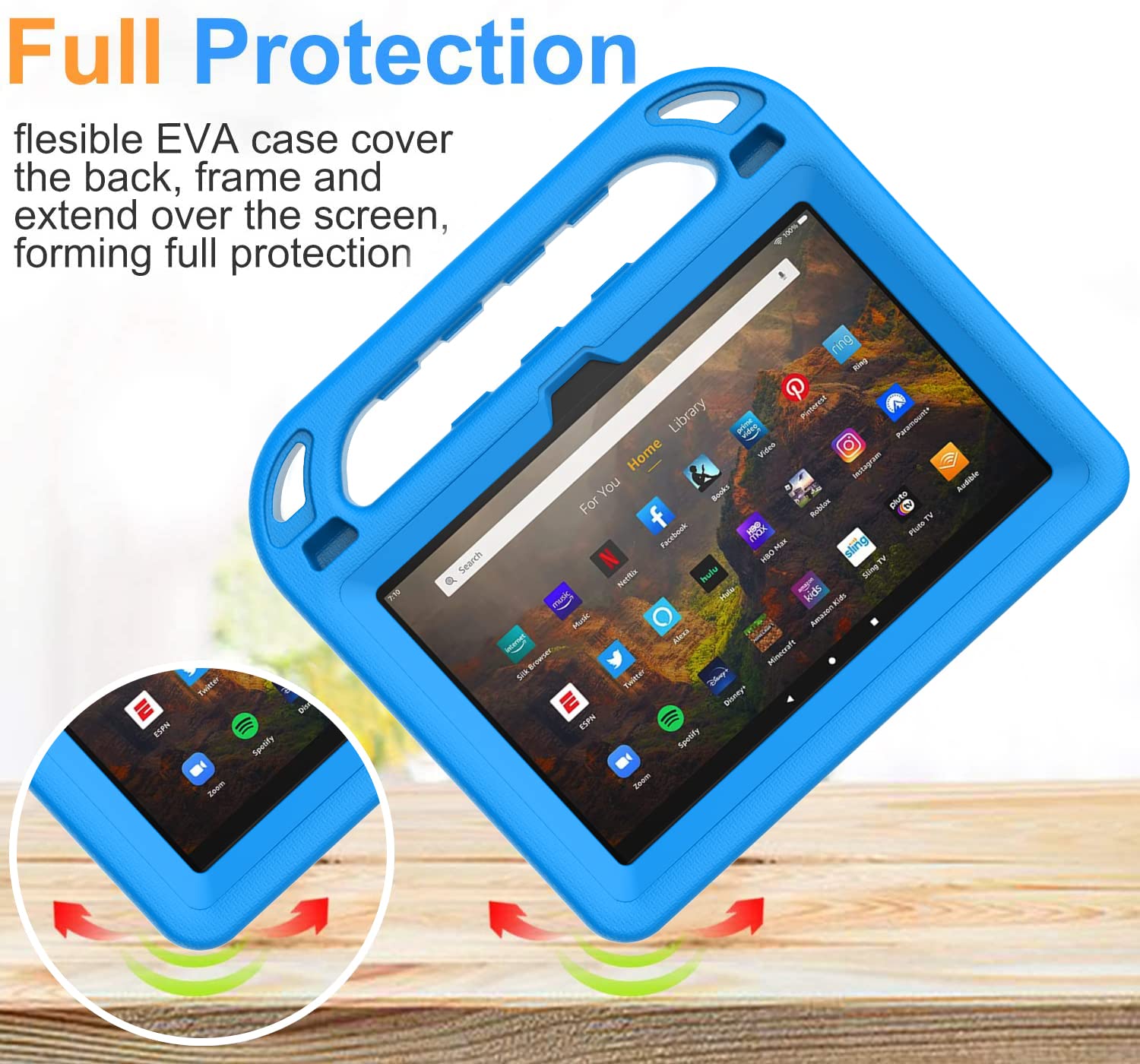 BMOUO Kids Case for Fire HD 10 Tablet (13th/11th Generation, 2023/2021) with Screen Protector, Shockproof Case for Amazon Fire HD 10 Tablet - Blue