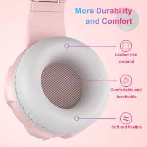 Anivia Headset Gaming Headsets - AH68S Wired Over Ear Headphone with Mic, Volume Control, Noise Isolating for Multi-Platform -Pink