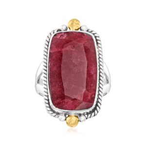 Ross-Simons 9.50 Carat Ruby Ring in Sterling Silver With 18kt Gold Over Sterling. Size 7