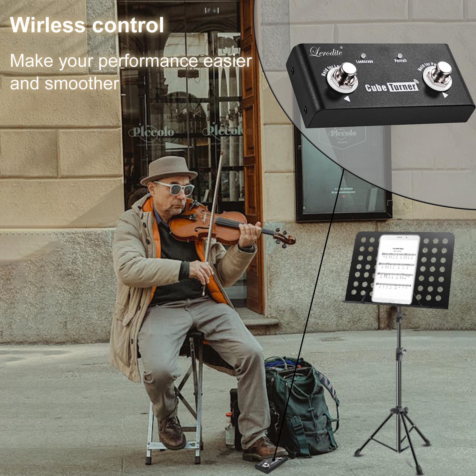 Lerodite Page Pedal Turner, External Pedal Controller,Music Score Control the Turning Function Page Up Page Down for Guitar Effect Pedal,Tablet,Mobile Phone