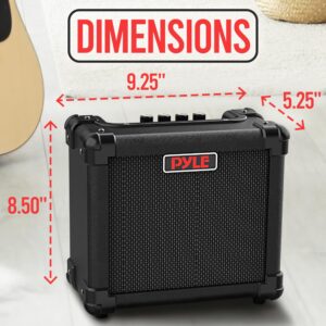 Pyle Portable Electric Guitar Amp, Battery or Wall Powered 10W Mini Amplifier with 5" High Definition Speaker, Distortion, Headphone Out, Carry Strap