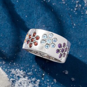 Ross-Simons 1.20 ct. t.w. Multi-Gem Flower Ring in Sterling Silver. Size 6