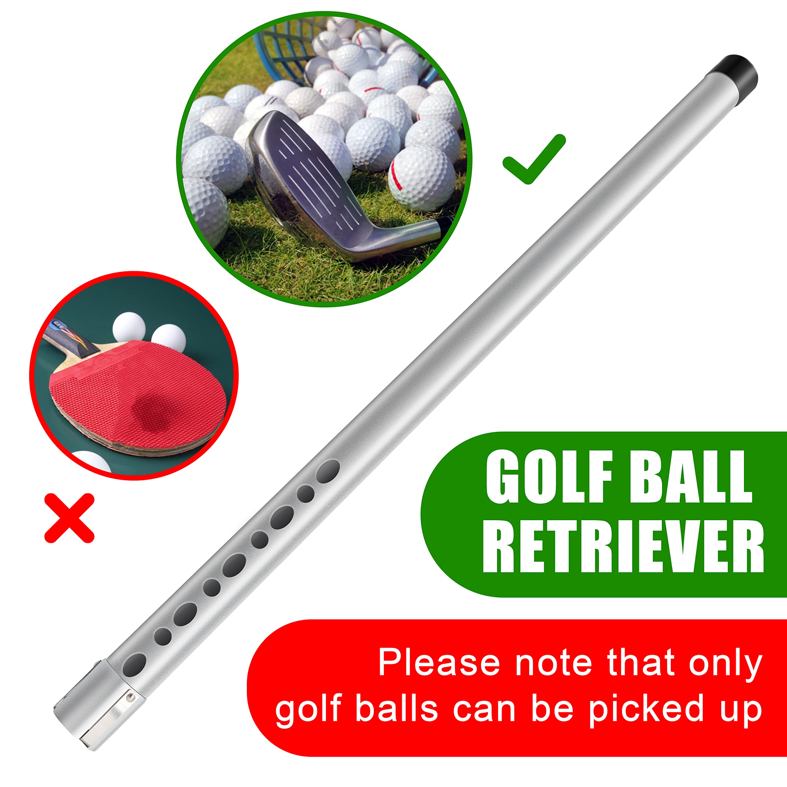 Golf Ball Retriever Professional Picker Durable Aluminum Golf Ball Shag Tube Release Retrievers Collector Practice Pick-up Sucker Tool, 39 Inch