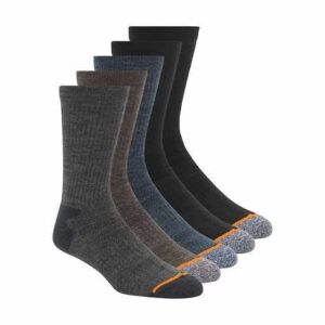 5-pairs men's weatherproof vintage outdoor wool blend crew calf socks (multi-color)