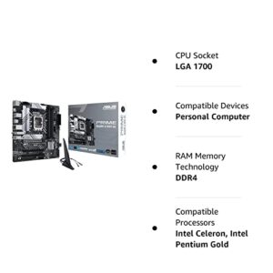 ASUS Prime Motherboard B660M-A WiFi D4 LGA 1700(Intel 12th Gen) mATX (PCIe 4.0, Wi-Fi 6,DDR4,2xM.2 Slots, 1Gb LAN, DP,2 x HDMI, USB 3.2 Rear Gen 2 and Front Gen 1 Type-C, Aura Sync)