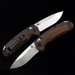 6.87 inch Hunt North Fork Manual Folding pocket Knife for men, 2.97" 8Cr13mov premium stainless steel Stonewash Drop Point Blade, Stabilized Wood Handles AXIS Lock with Reversible Clip