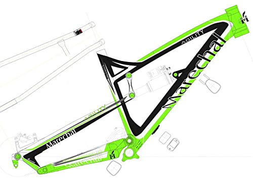 SwishTi Marechal Sollers Mountain Bicycle Bike Frame for All Mountain/Enduro/Free Ride use w/Rockshox Shock in 26"/27.5" (Green, 27.5")