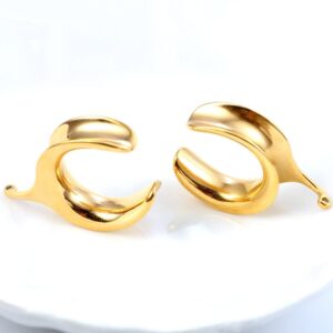 Earblity (8mm 0g DIY Ear Saddle Tunnel Plugs Piercing Stretchers Gold Hypoallergenic 316 Stainless Steel Ear Gauges Dangle Accessories Expander Fashion Body Jewelry 2PCS