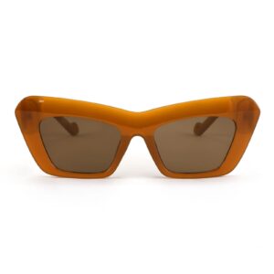 Karsaer Vision Retro Vintage Cateye Square Sunglasses Plastic Frame 90s sunglasses Stylish Classic 70s Eyewear (Amber C6)