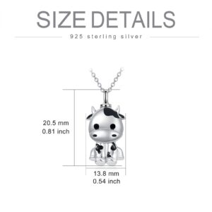 MEIDERBO Cow Urn Necklace for Ashes 925 Sterling Silver Cow Keepsake Cremation Cow Pendant Memory Jewelry Cow Gifts for Women Girls