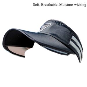 Women Sports Visor Hat Summer Sun Hat Wide Brim Adjustable Golf Tennis Visors Empty Top Baseball Sun Cap, 1-Black