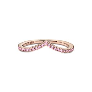 Pandora Sparkling Wishbone Ring - Stackable Rose Gold Ring for Women - 14k Rose Gold-Plated Shine with Pink Cubic Zirconia - Size 7.5