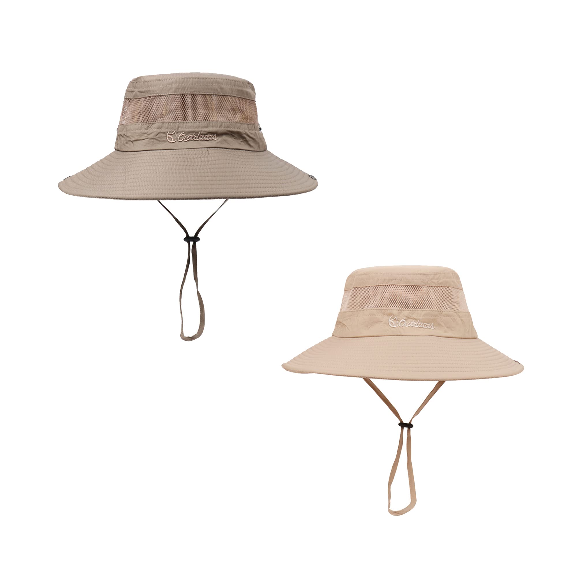 UTTPLL Sun Hat for Men Women Waterproof Hats UPF 50+ Sun Protection Hat with Breathable Safari Windproof Fishing Hat Khaki& Beige