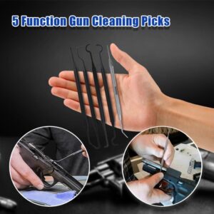 Gun Brushes 12 Piece Gun Cleaning Kits includes Double-ended Brush Cleaning Picks Cleaning Patches 6 Inch Cotton Swabs and 20ML Oiler