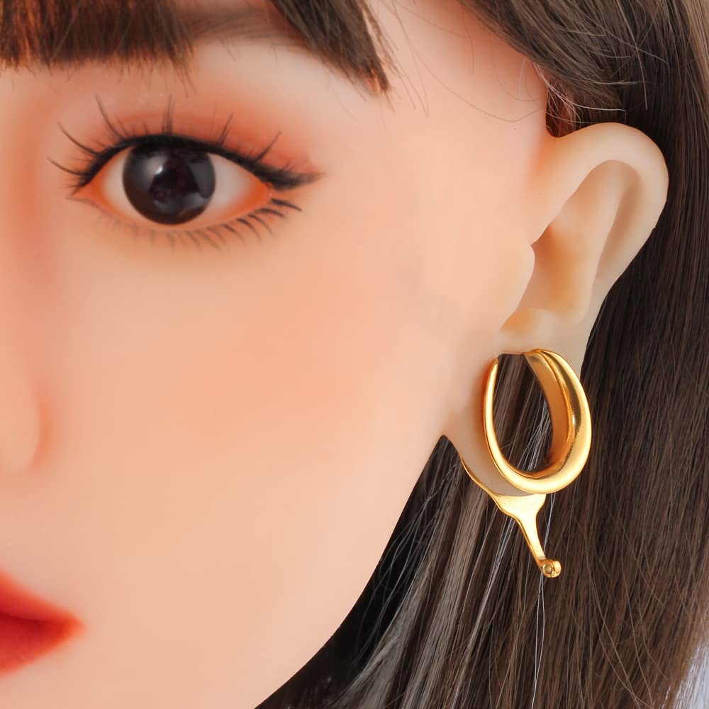 Earblity (8mm 0g DIY Ear Saddle Tunnel Plugs Piercing Stretchers Gold Hypoallergenic 316 Stainless Steel Ear Gauges Dangle Accessories Expander Fashion Body Jewelry 2PCS