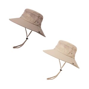 UTTPLL Sun Hat for Men Women Waterproof Hats UPF 50+ Sun Protection Hat with Breathable Safari Windproof Fishing Hat Khaki& Beige