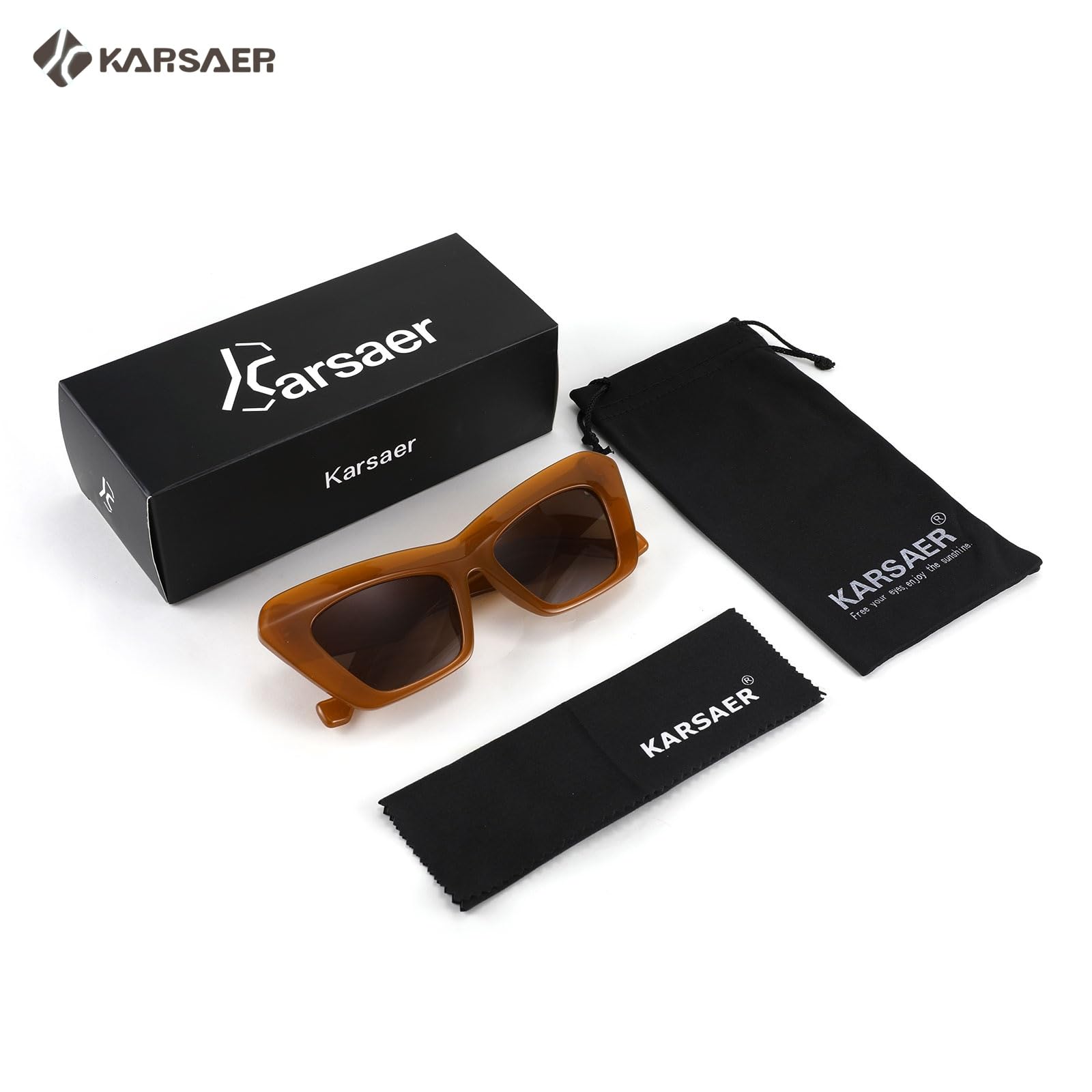 Karsaer Vision Retro Vintage Cateye Square Sunglasses Plastic Frame 90s sunglasses Stylish Classic 70s Eyewear (Amber C6)