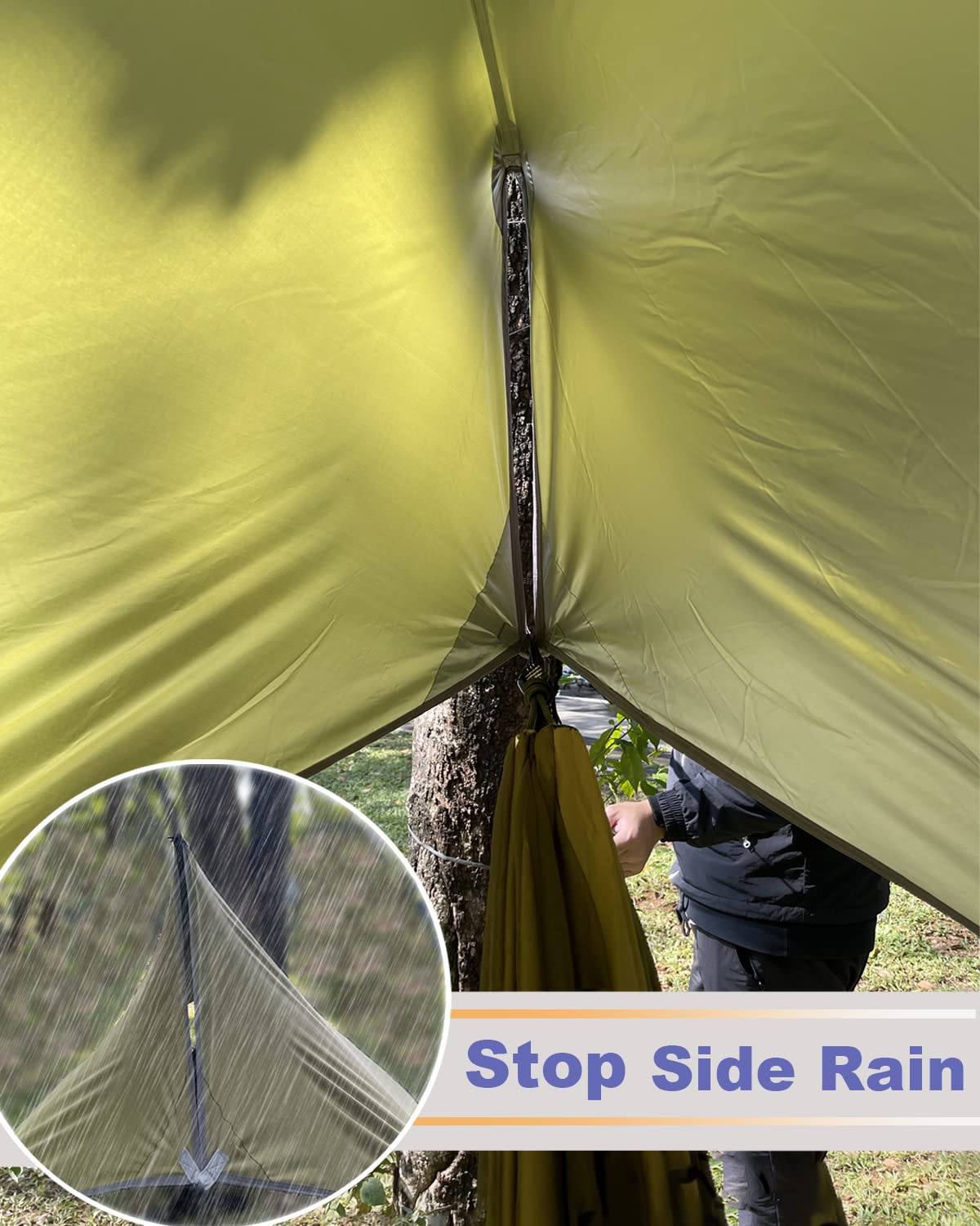 Sunyear Hammock Tent Rain Fly-Camping Hammock Outdoor Tarp-Small Door Design-Keep Side Wind Rain-Best for Backpacking Hiking Camping Survival