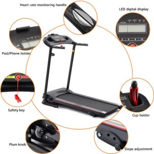 Folding Electric Treadmill for Home, 2.5HP Manual Incline Running Machine, 12 Pre-Set Programs, 5" LCD Display/300LBS Capacity MP3 Black