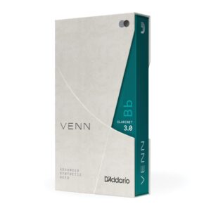 D'Addario VENN G2 Synthetic Clarinet Reeds - Bb Clarinet Reed with Advanced Synthetic Reed Construction of Polymer Fibers, Resin, Natural Cane - Strength 3.0