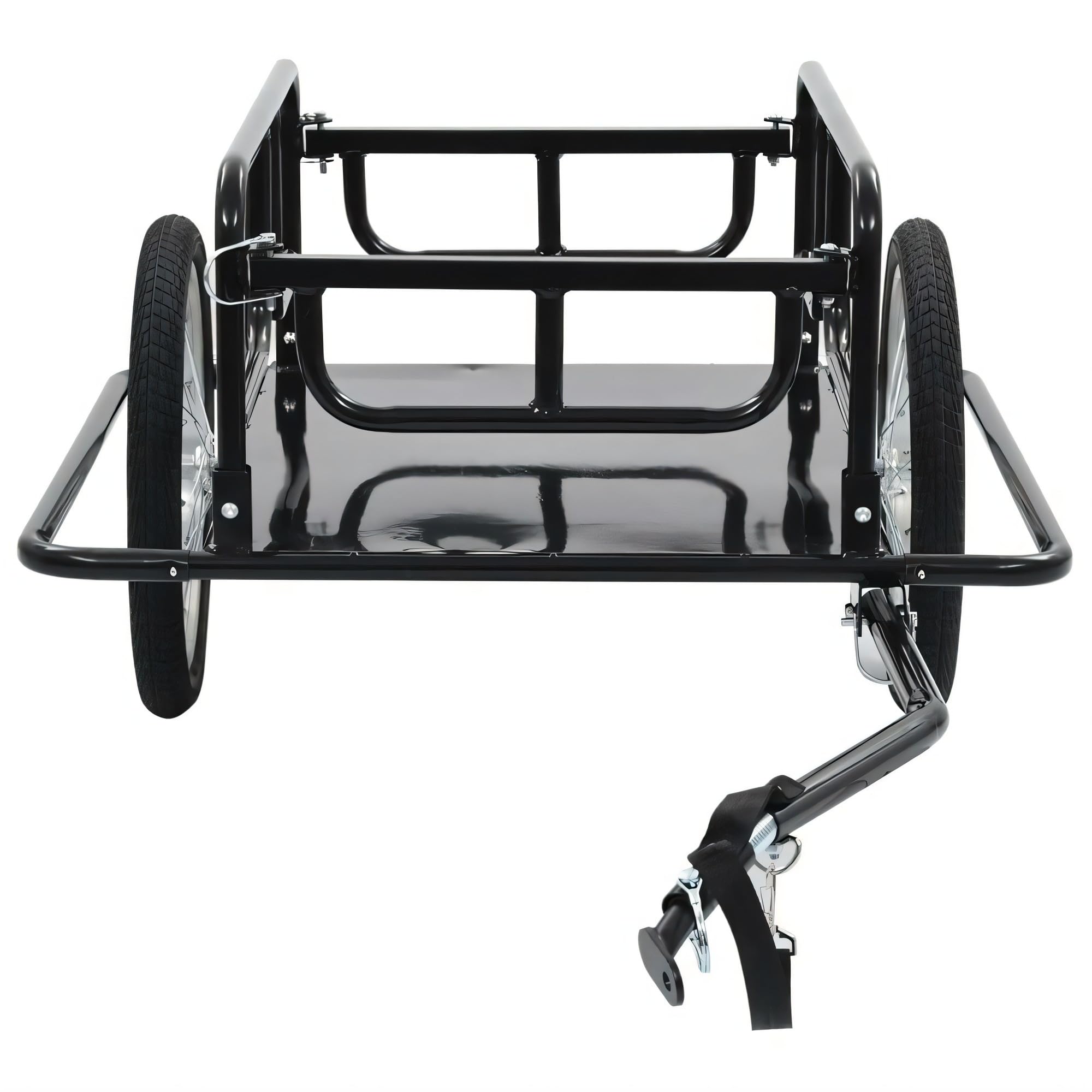 RICA-J Bike Cargo Trailer, Foldable Bicycle Cart Wagon Trailer w/ Hitch, 110 lbs Max Load - Black, Black 01