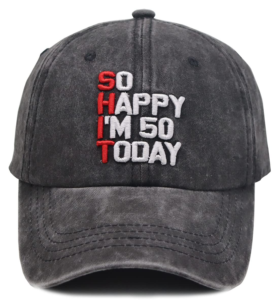 Funny 50th Birthday Gifts for Men Women, So Happy I'm 50 Today Gag Vintage Retired Baseball Cap, Embroidered Adjustable Washed Cotton 1972 Fifty Dad Hat