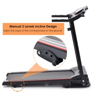 Folding Electric Treadmill for Home, 2.5HP Manual Incline Running Machine, 12 Pre-Set Programs, 5" LCD Display/300LBS Capacity MP3 Black