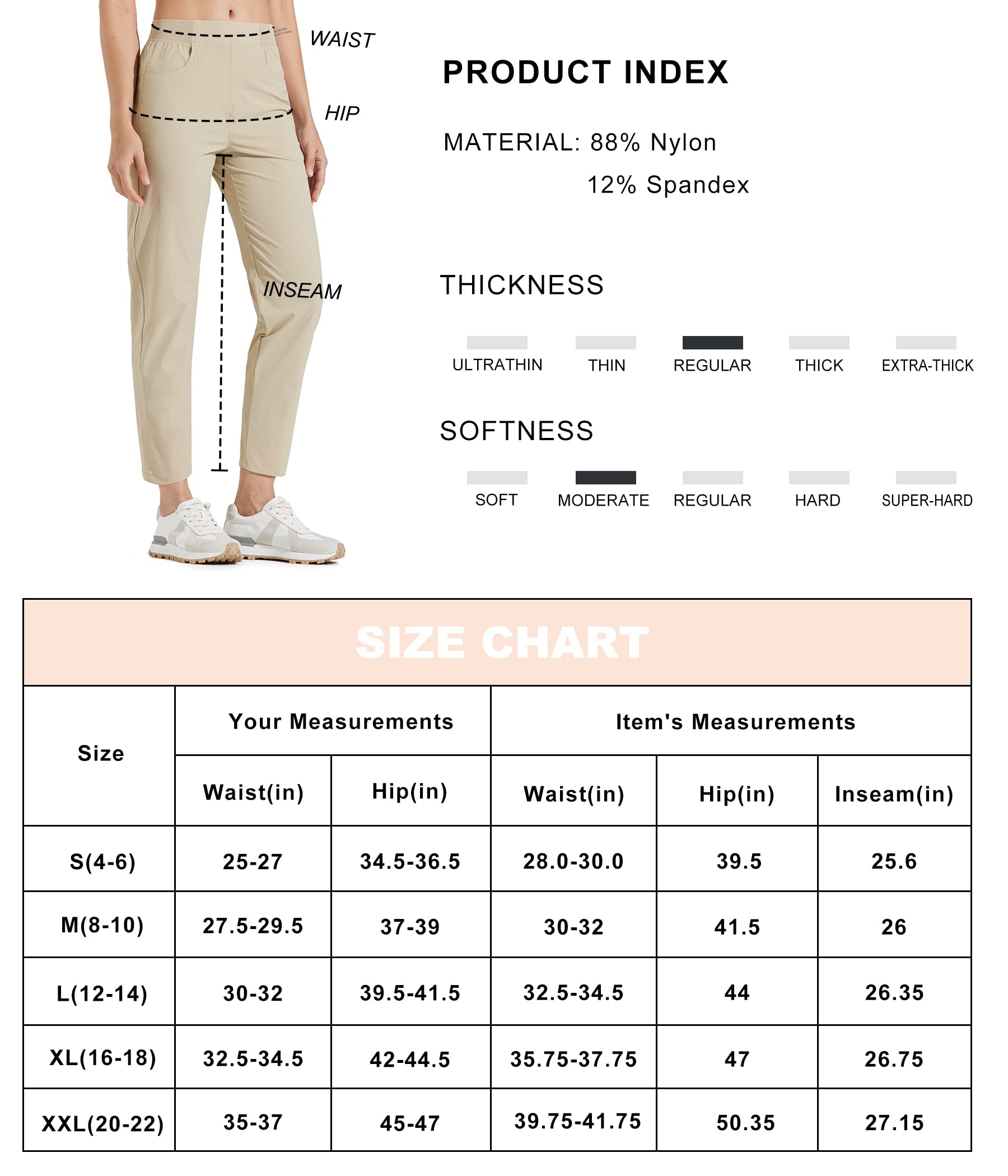 Libin Women’s Golf Pants Quick Dry Hiking Pants Lightweight Work Ankle Dress Pants for Women Business Casual Travel, Black L