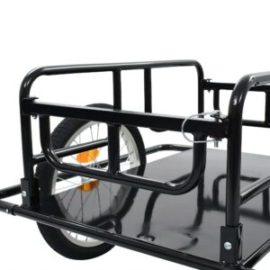 RICA-J Bike Cargo Trailer, Foldable Bicycle Cart Wagon Trailer w/ Hitch, 110 lbs Max Load - Black, Black 01