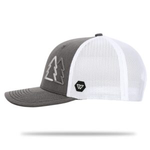 WUE Simple Pine Trees Trucker Hats for Men Adjustable Snapback Mesh Cap Great for Outdoors (Charcoal HEA/White) (Charcoal HEA/White)