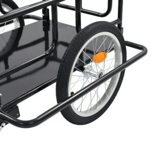 RICA-J Bike Cargo Trailer, Foldable Bicycle Cart Wagon Trailer w/ Hitch, 110 lbs Max Load - Black, Black 01