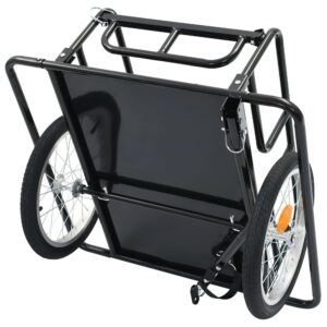 RICA-J Bike Cargo Trailer, Foldable Bicycle Cart Wagon Trailer w/ Hitch, 110 lbs Max Load - Black, Black 01