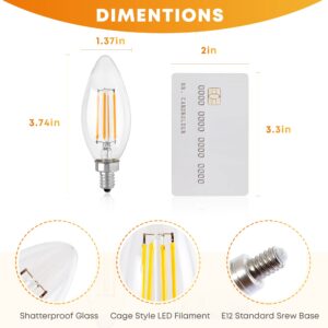 E12 Candelabra LED Edison Bulbs 40W Equivalent, 500 Lumen Soft White B10(C35) Dimmable Chandelier Light Bulbs Ceiling Fan, 5W Clear Glass Vintage Edison Bulb, 6 Pack