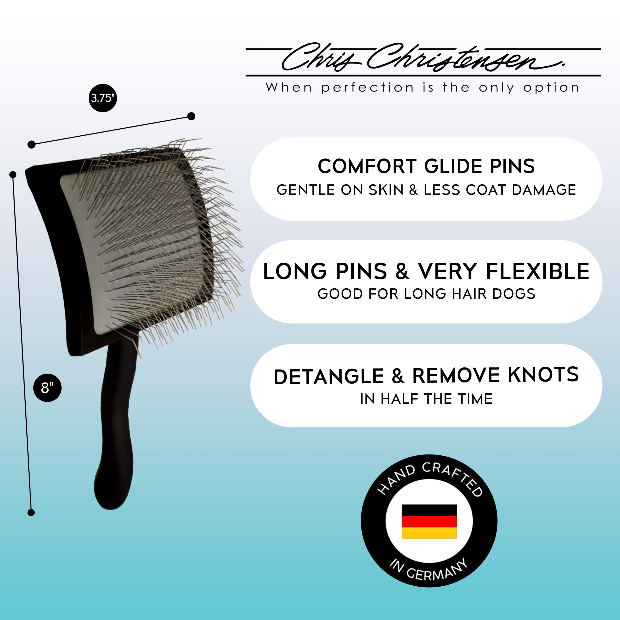 Chris Christensen Brush & Comb Bundle - Big K Slicker Brush + 000 7.5 in Greyhound Style Fine/Coarse Comb + 27mm Original Series Brush, Groom Like a Professional, Made in USA