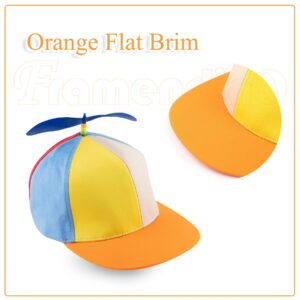 Framendino, Orange Flat Brim Adult Rainbow Propeller Hat Helicopter Top Hats Detachable Baseball Cap