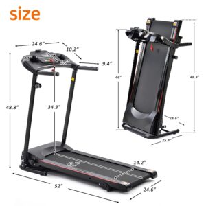 Folding Electric Treadmill for Home, 2.5HP Manual Incline Running Machine, 12 Pre-Set Programs, 5" LCD Display/300LBS Capacity MP3 Black