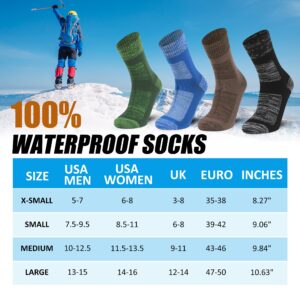 Agdkuvfhd Men Waterproof Socks for Running, Thick Warm Neoprene Quick Dry Wading Socks Fly Fishing Kayaking Water Sports Crew Socks 1 Pair (Blue, Large)