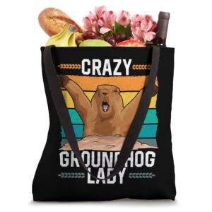 Crazy Groundhog Lady Woodchuck Funny Holiday Marmot Tote Bag