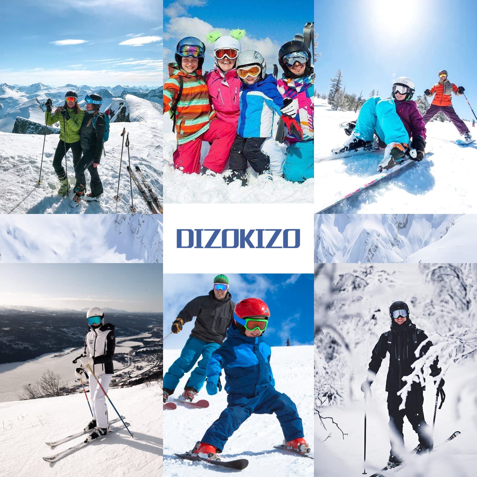 Dizokizo Ski Goggles Anti Fog 100% UV Protection Dual Detachable Lens Snowboard Goggles for Men Women Youth REVO Gold