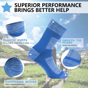 Agdkuvfhd Men Waterproof Socks for Running, Thick Warm Neoprene Quick Dry Wading Socks Fly Fishing Kayaking Water Sports Crew Socks 1 Pair (Blue, Large)