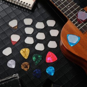 Nuanchu 50 Pack guitar pick grips Stop Dropping Your Guitar Picks While Playing Non Sticky Rubber Guitar Pick Holder Washable Self Adhesive Grips(Irregular Type, 1 x 0.8 Inch)