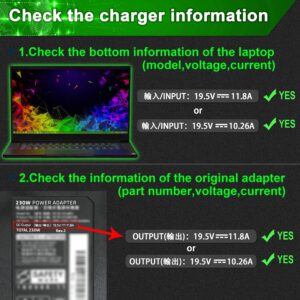 New Replacement 230W Razer Blade Charger,Razer Blade 14 RTX3060 RTX3070 RTX3080 Razer Blade 17 RTX2060 RTX2070 RTX2080 Razer Blade 15 Model GTX1060 GTX1070 RTX 3060 3070 AC Adapter Power Supply